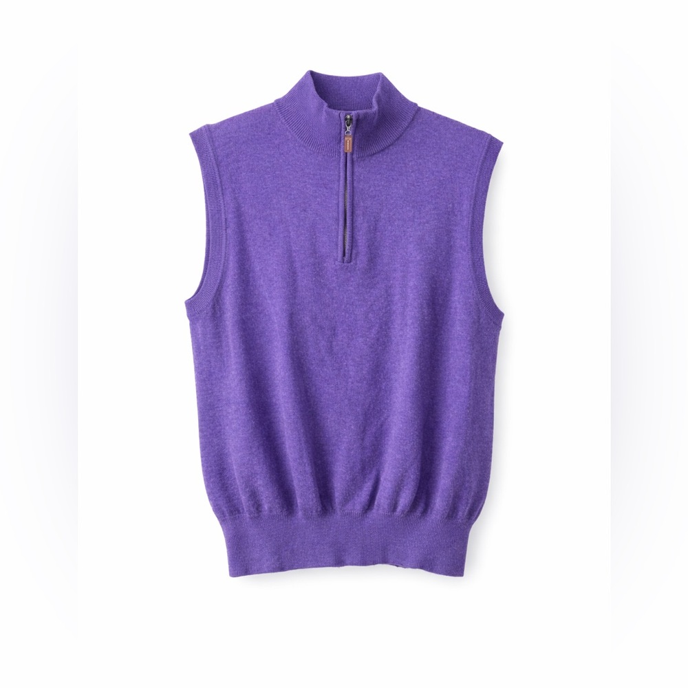 Peter Millar 100% merino wool quarter zip men's purple sweater vest size M